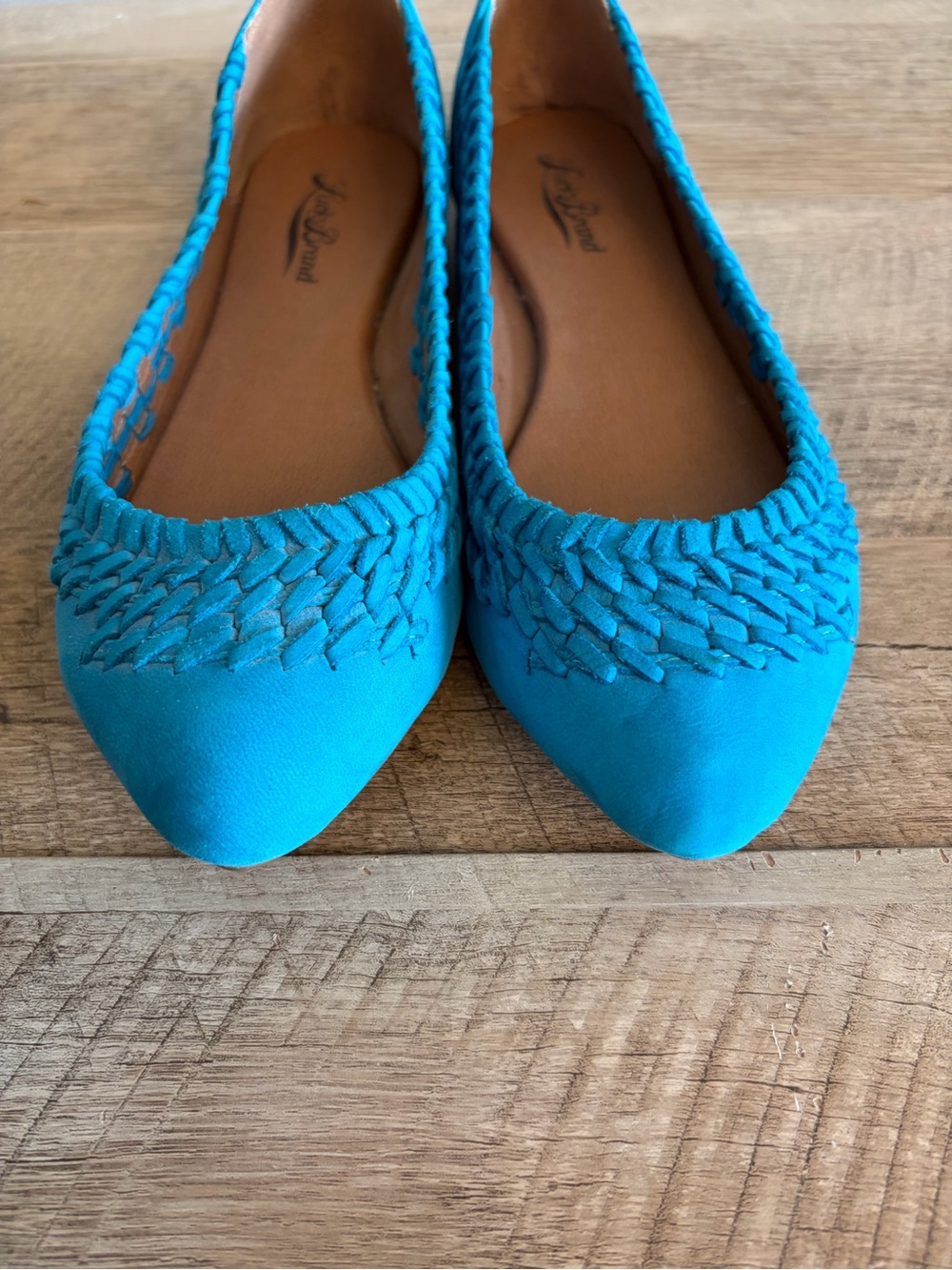 Lucky Brand Flats Women’s Size 7 PHOENE Blue Slip-on‎ Leather Woven Shoes - Picture 4 of 10